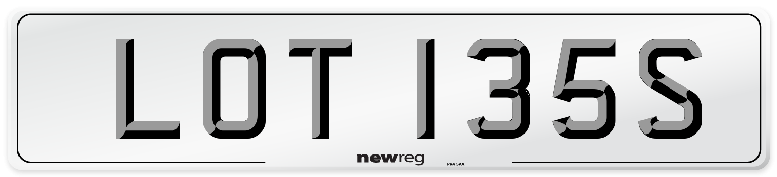 LOT 135S Number Plate from New Reg